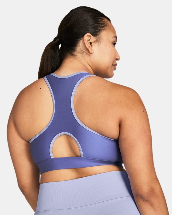 Women's HeatGear® Mid Padless Sports Bra, Purple, pdpMainDesktop image number 5